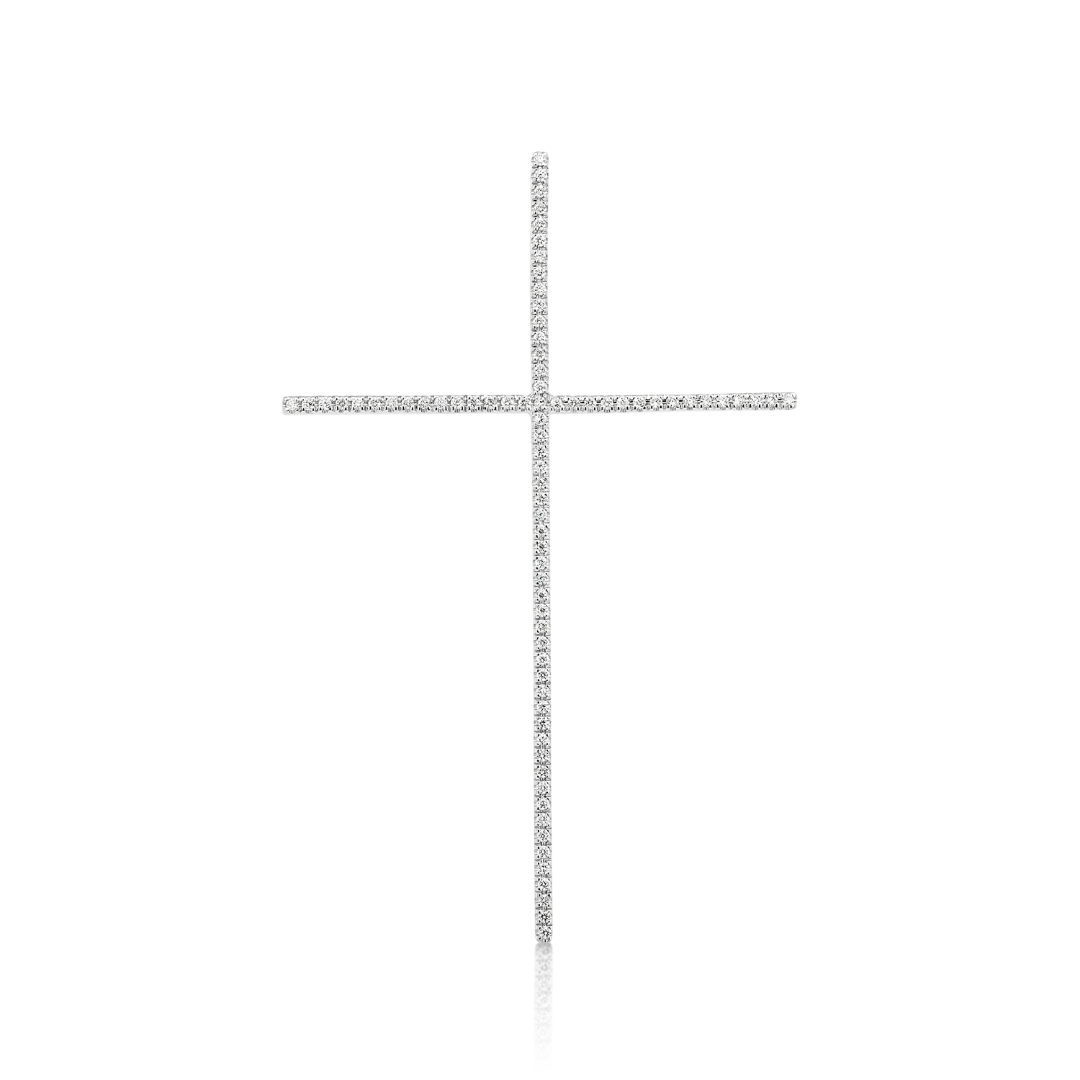 Pandantiv din aur alb de 14K cu Diamante naturale