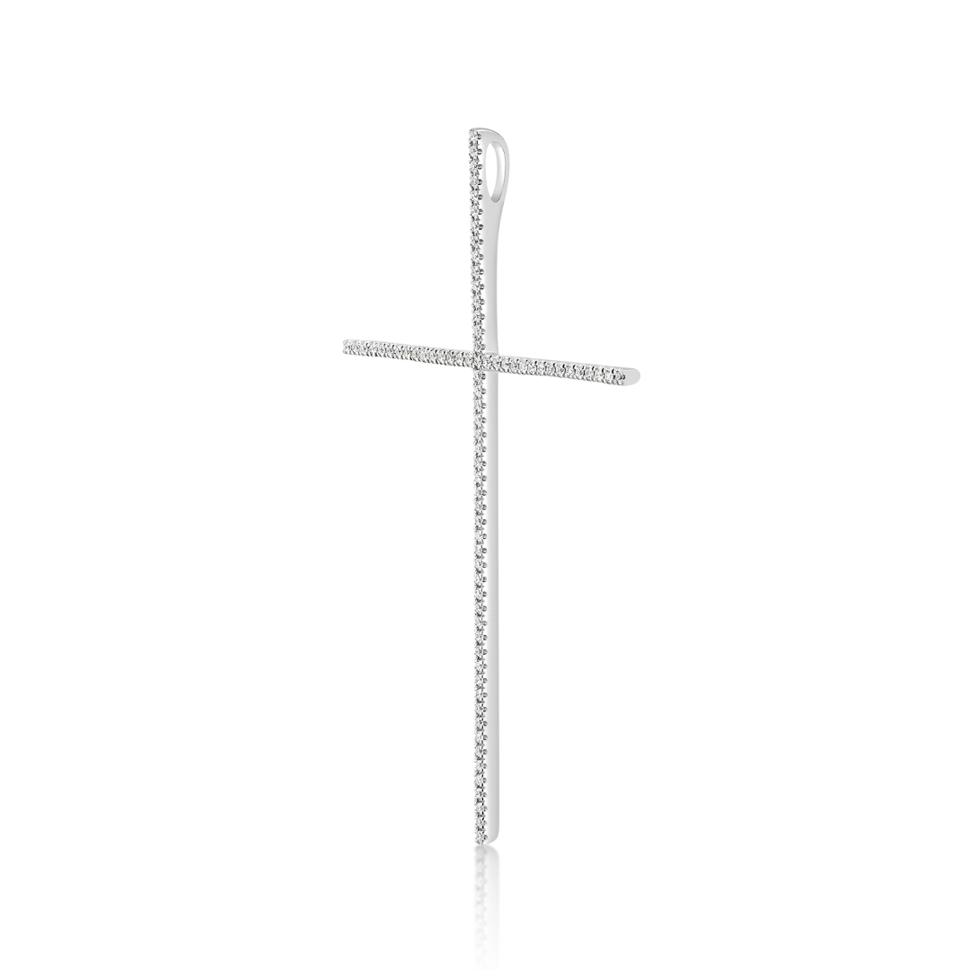 Pandantiv din aur alb de 14K cu Diamante naturale