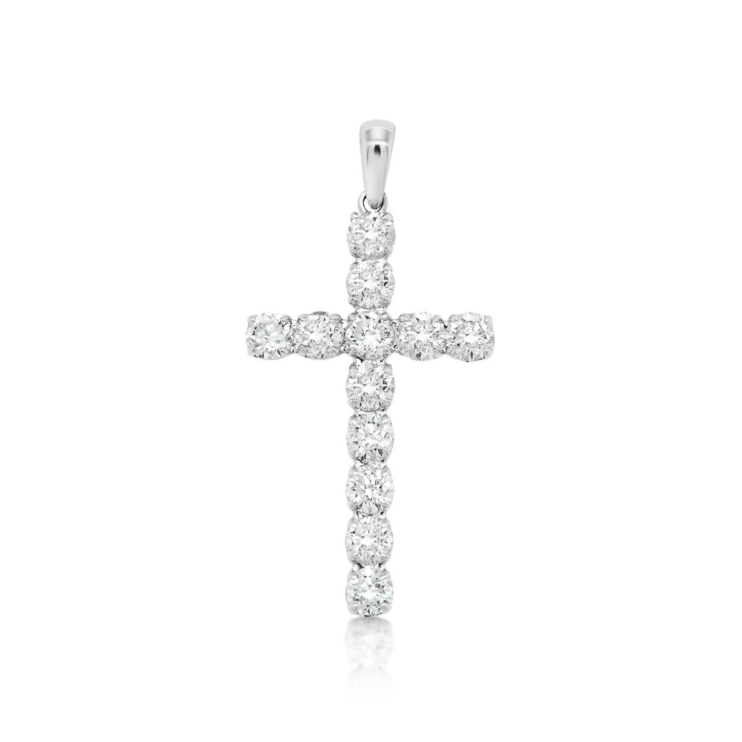 Pandantiv din aur alb de 18K cu Diamante naturale