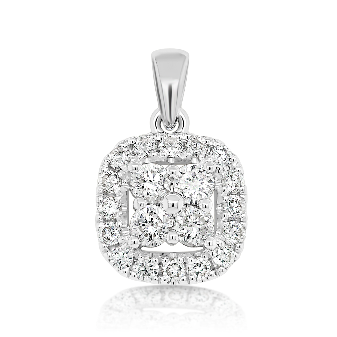 Pandantiv din aur alb de 18K cu Diamante naturale