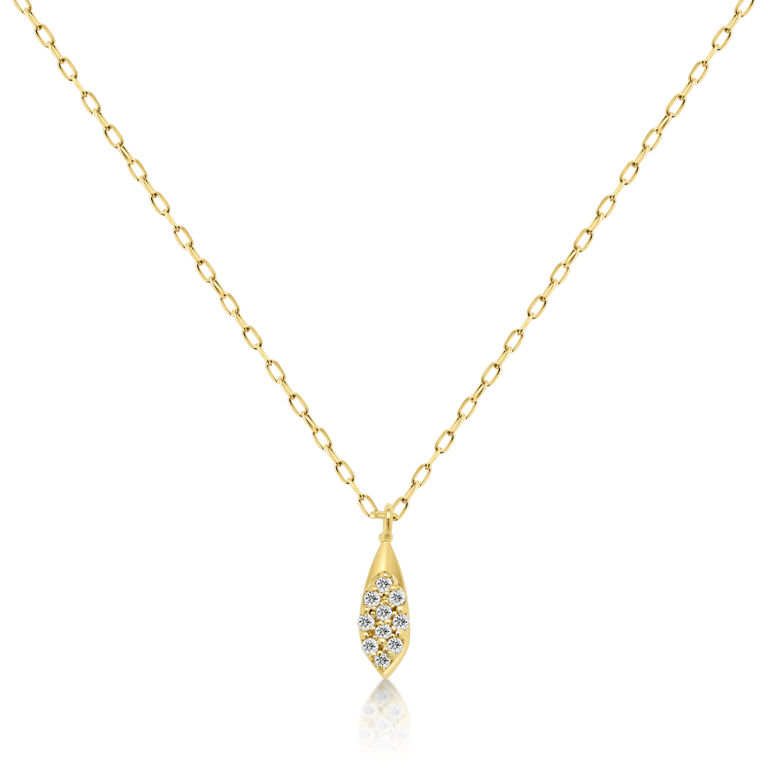 Lanț cu pandantiv din aur galben de 14K cu Diamante naturale