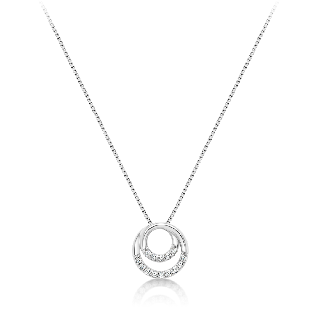 Lanț din aur alb de 14K și pandantiv cu Diamante naturale