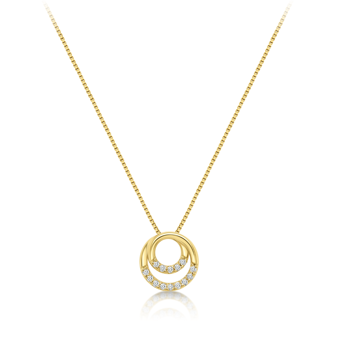 Lanț din aur galben de 14K și pandantiv cu Diamante naturale