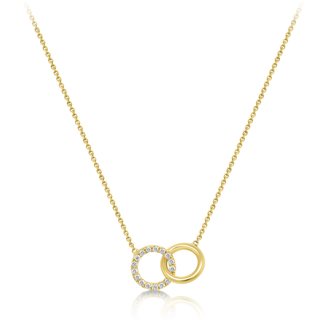 Lanț cu pandantiv din aur galben de 14K și Diamante naturale