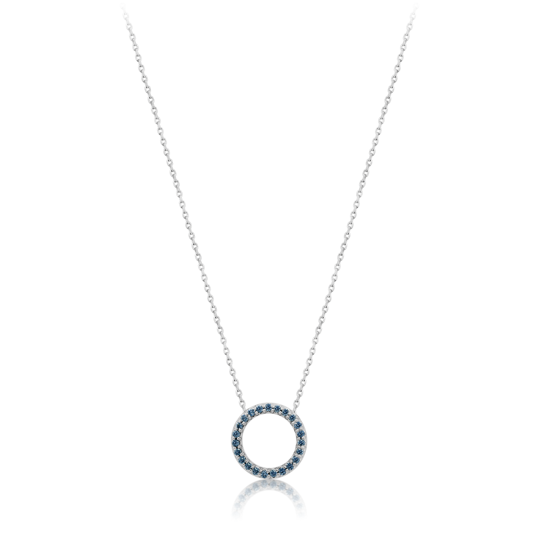 Lanț din aur alb de 18K și pandantiv cu Diamante albastre naturale