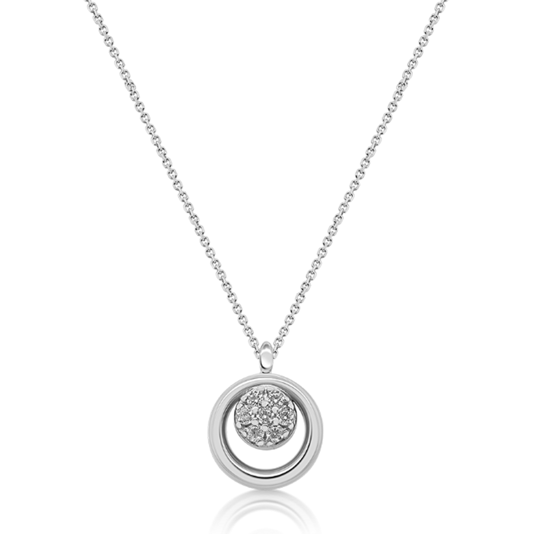 Lanț din aur alb de 18K și pandantiv cu Diamante naturale