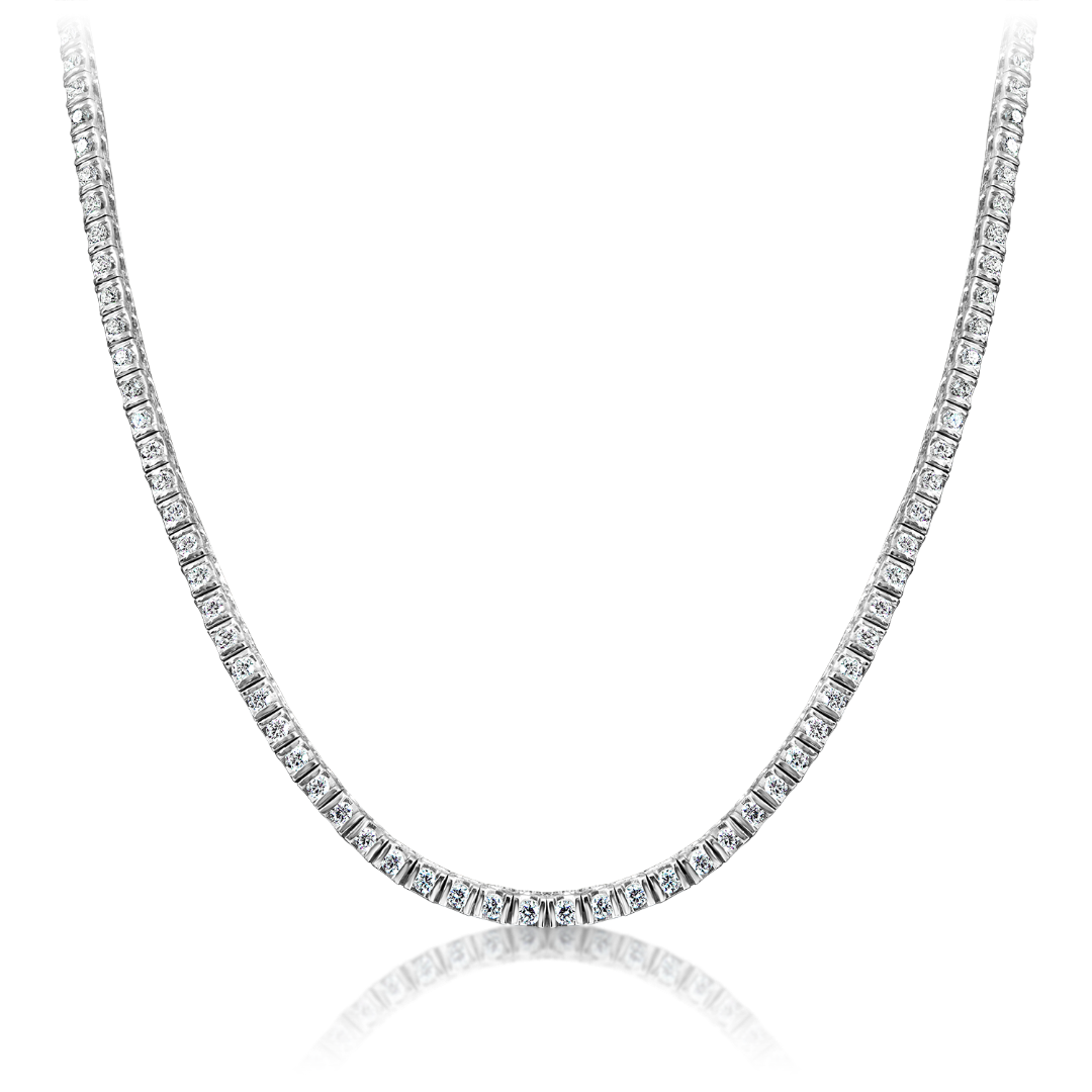 Colier Tennis din aur alb de 18K cu Diamante naturale