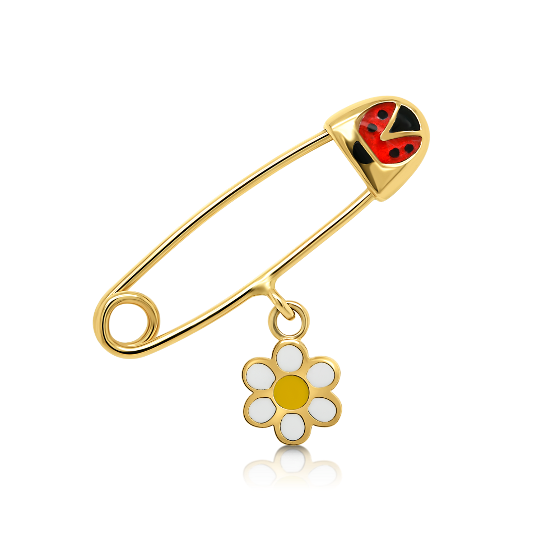 Ac de siguranță din aur galben de 14K cu Email colorat