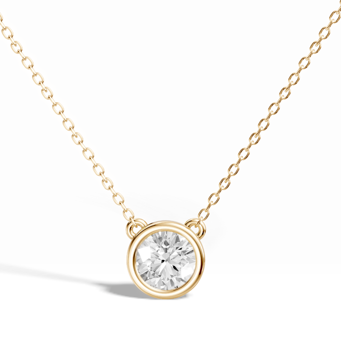 Lanț din aur galben de 9K și pandantiv cu Diamant creat în laborator