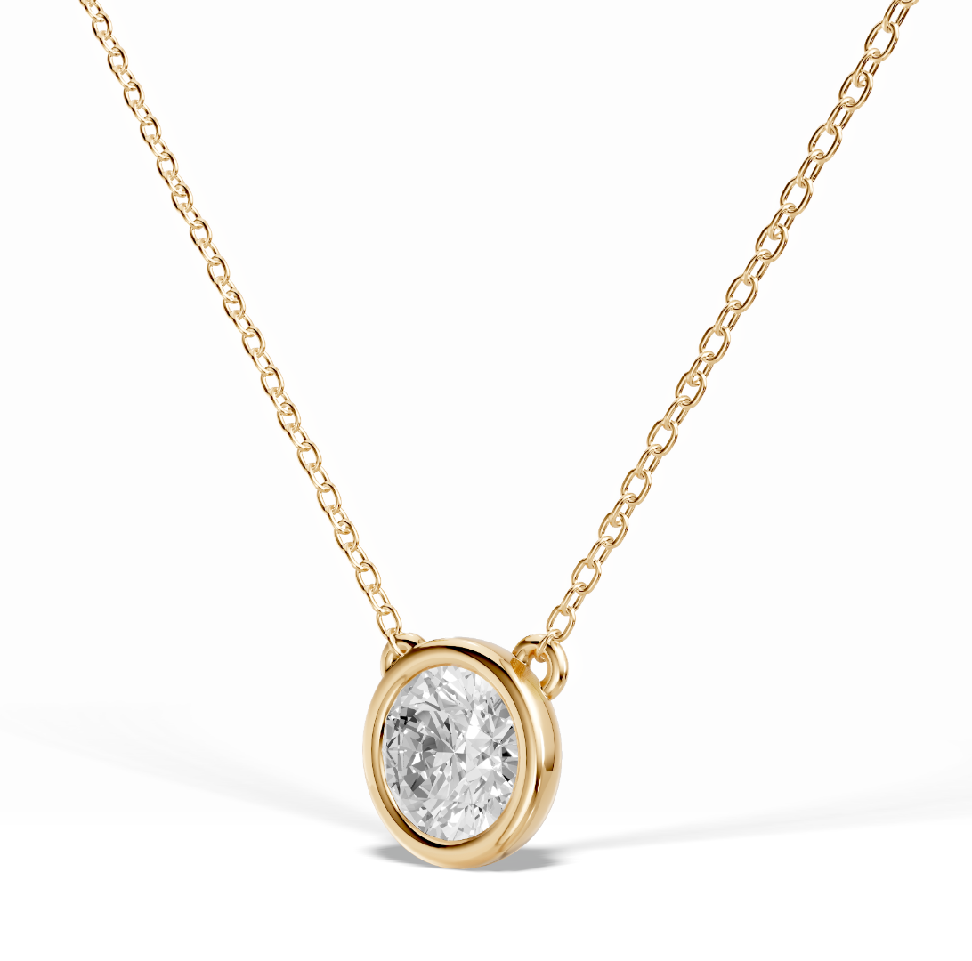 Lanț din aur galben de 9K și pandantiv cu Diamant creat în laborator