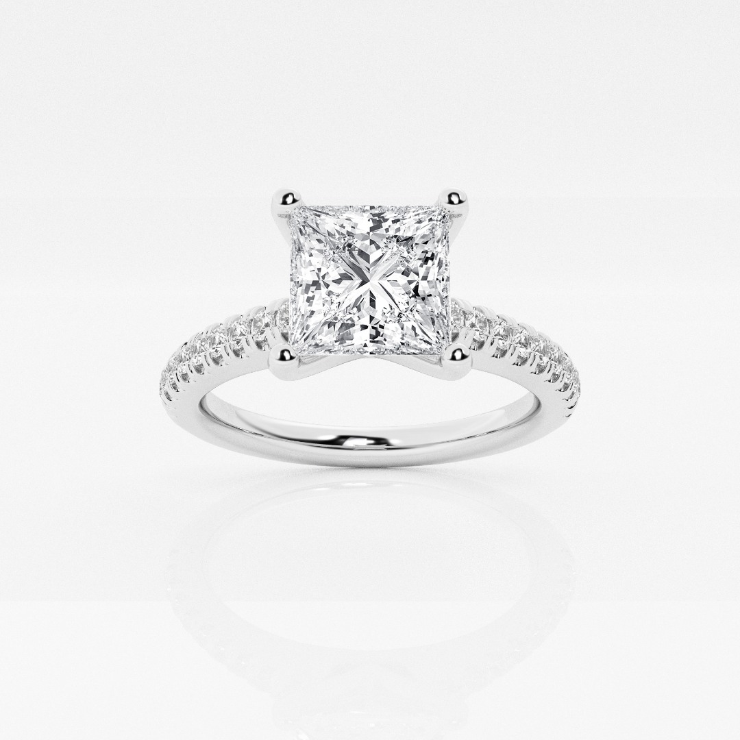 Inel din aur alb de 14K cu Diamante create în laborator