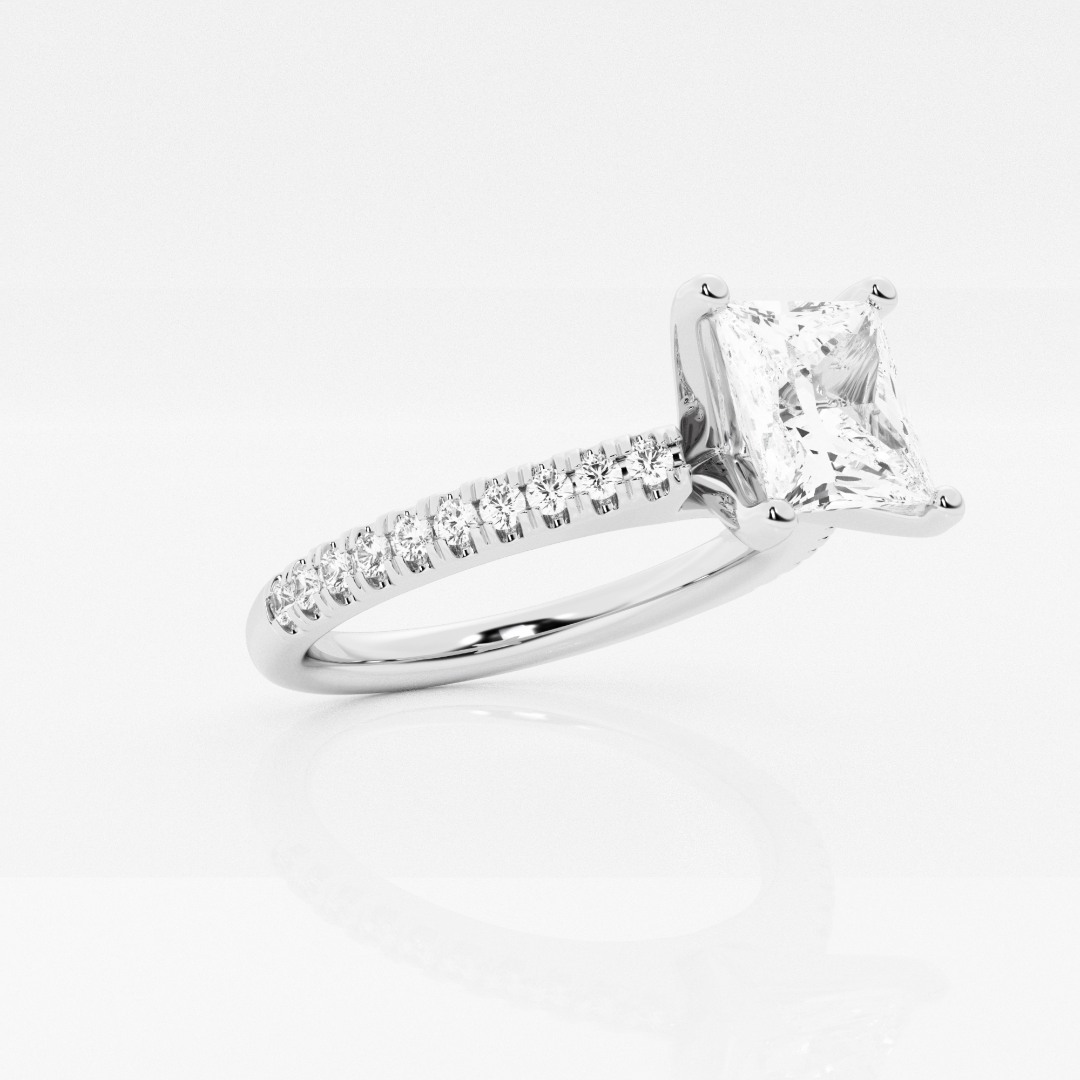 Inel din aur alb de 14K cu Diamante create în laborator