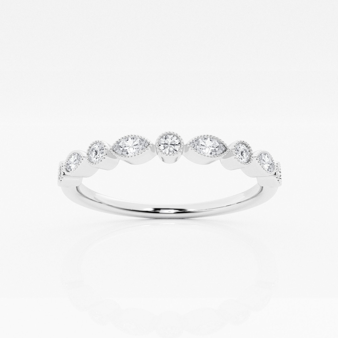 Inel din aur alb de 14K cu Diamante create în laborator