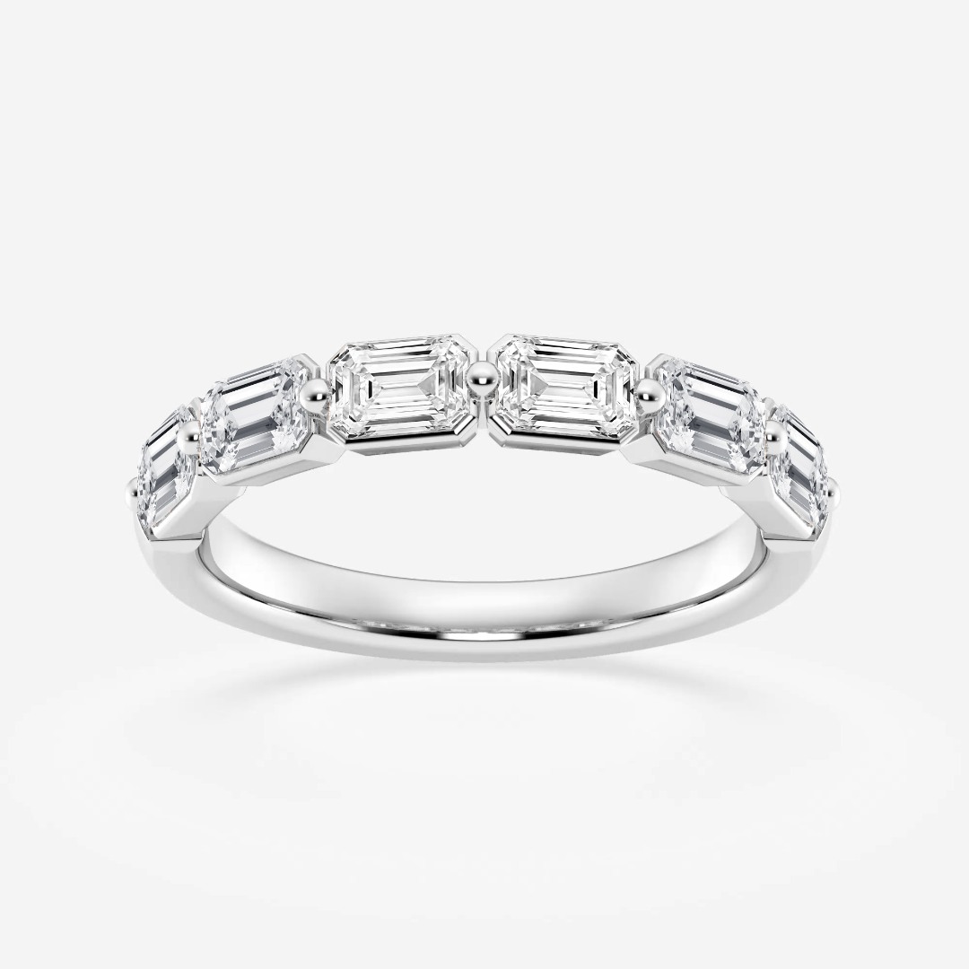 Inel din aur alb de 14K cu Diamante create în laborator