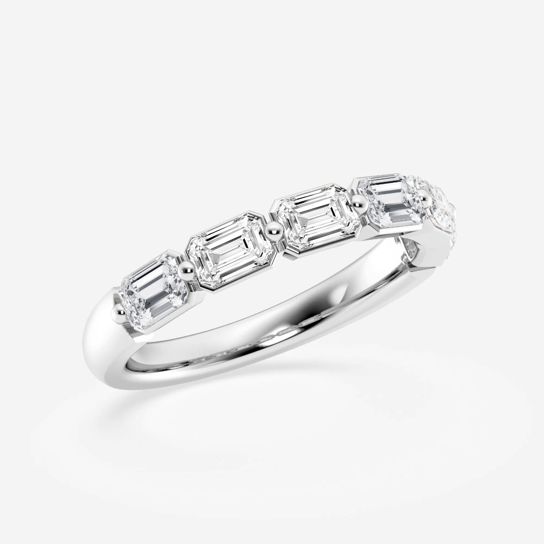 Inel din aur alb de 14K cu Diamante create în laborator