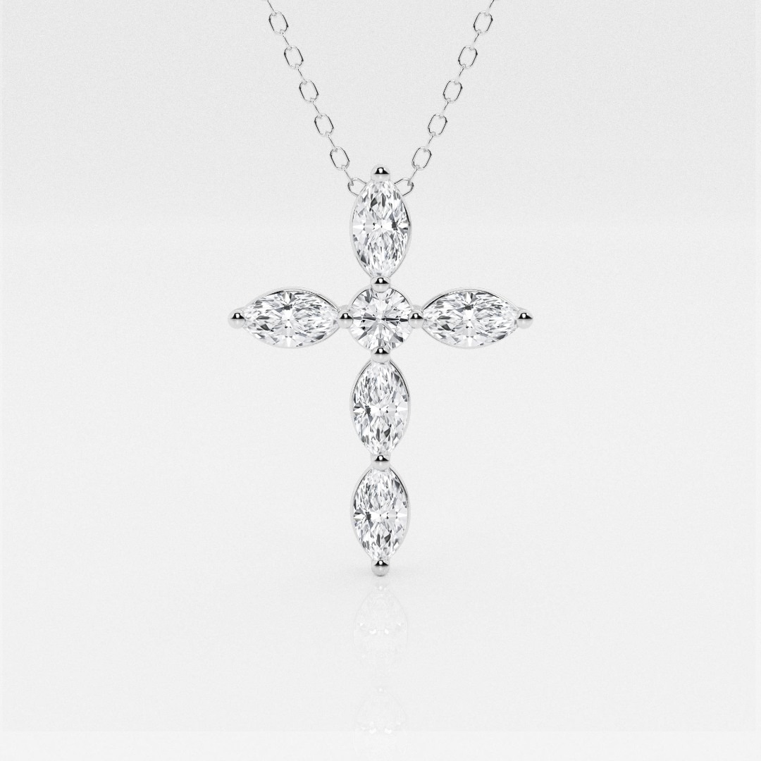 Lanț din aur alb de 14K și pandantiv cu Diamante create în laborator