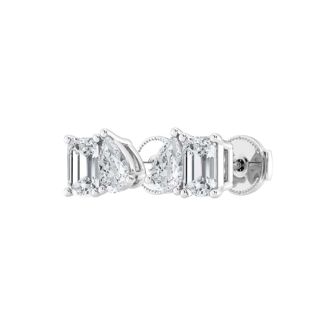 Cercei din aur alb de 14K cu Diamante create în laborator