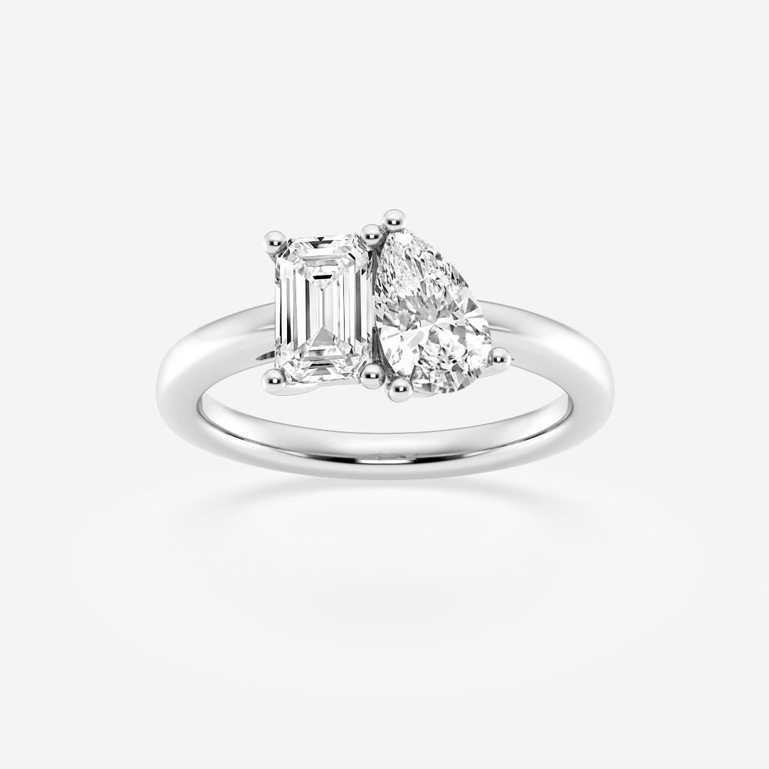 Inel din aur alb de 14K cu Diamante create în laborator