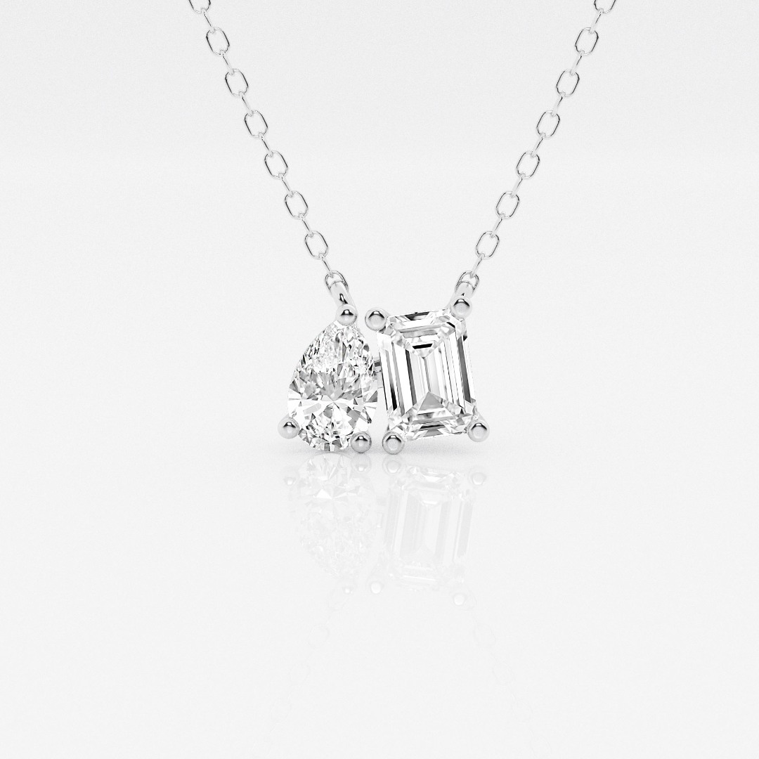 Lanț din aur alb de 14K și pandantiv cu Diamante create în laborator