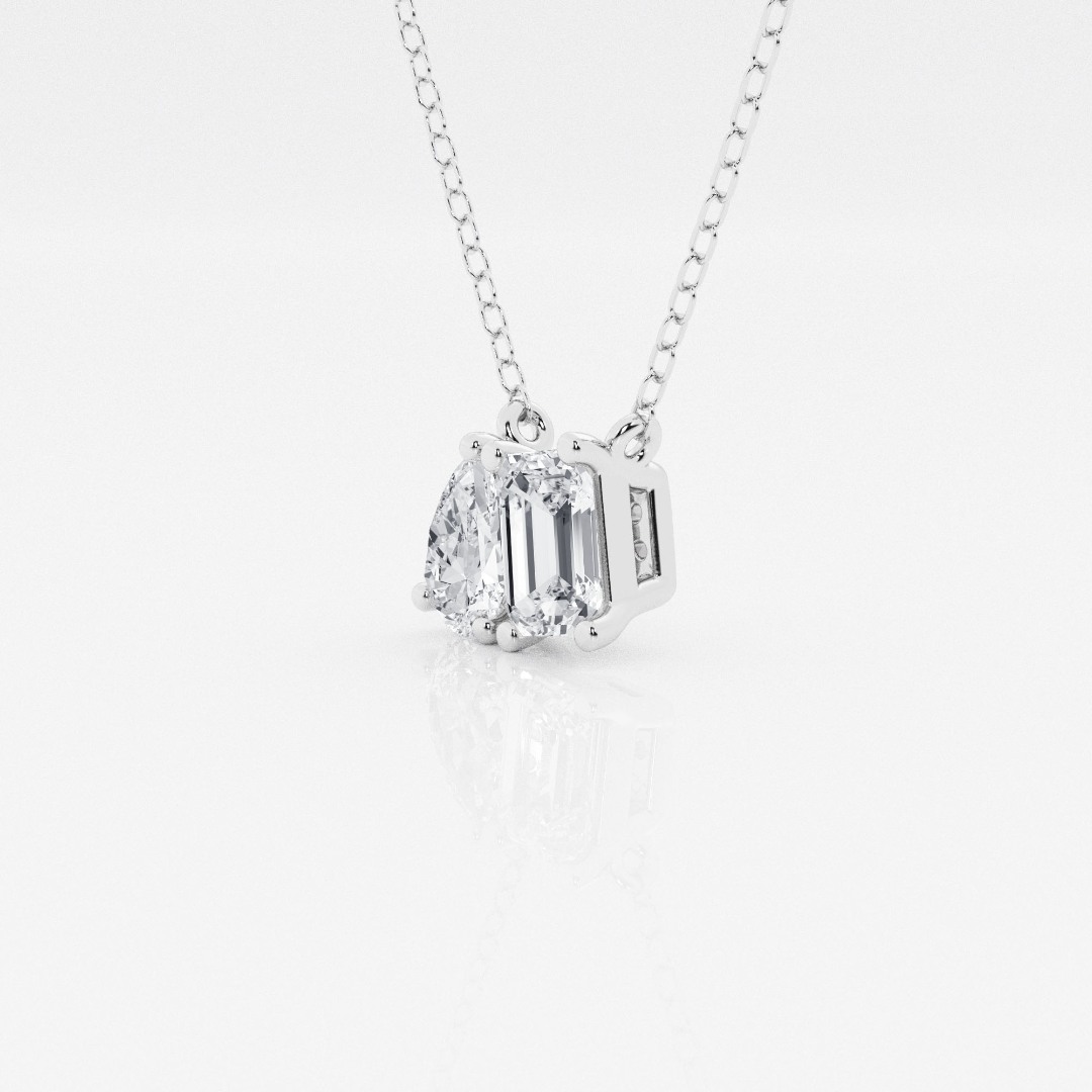 Lanț din aur alb de 14K și pandantiv cu Diamante create în laborator