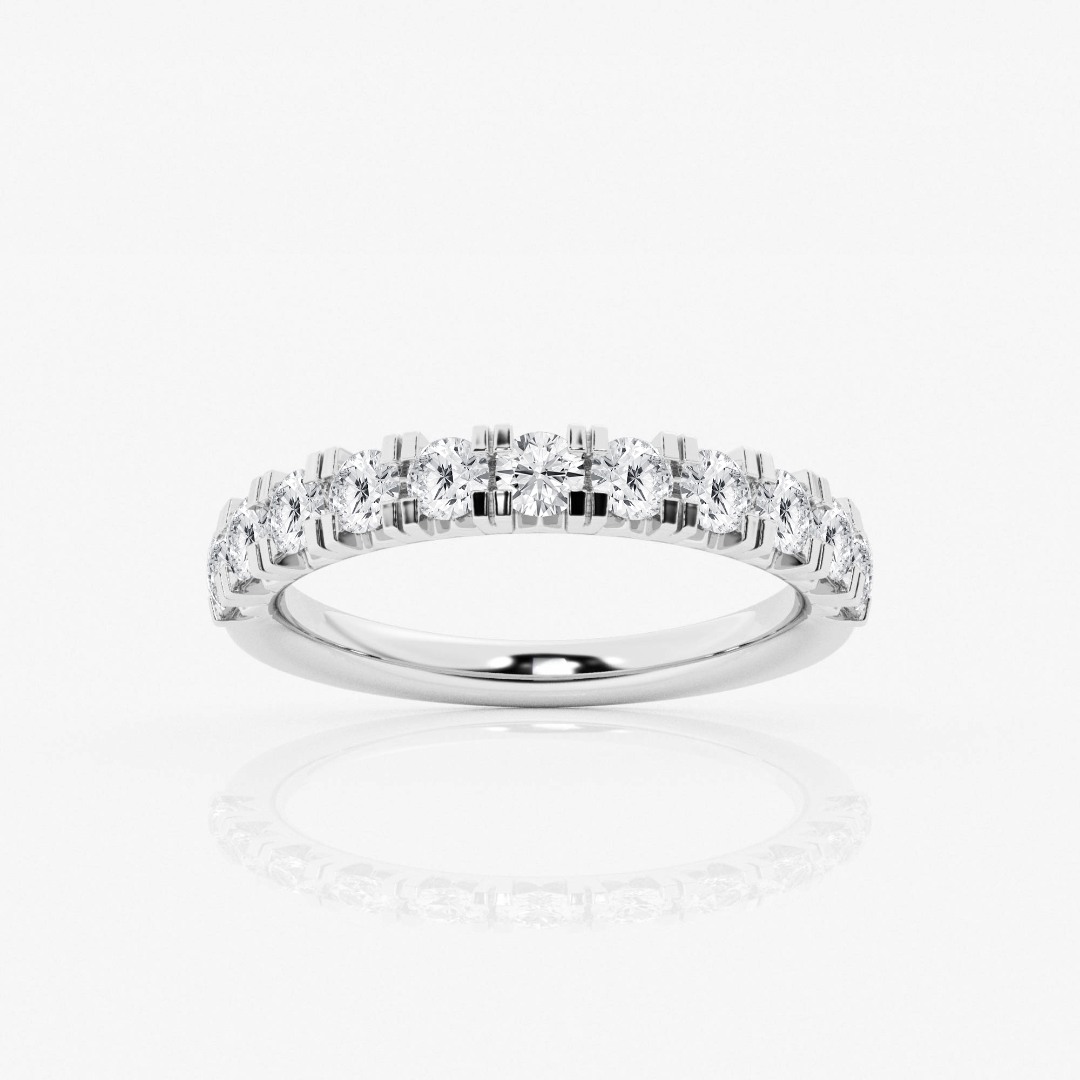 Inel din aur alb de 14K cu Diamante create în laborator