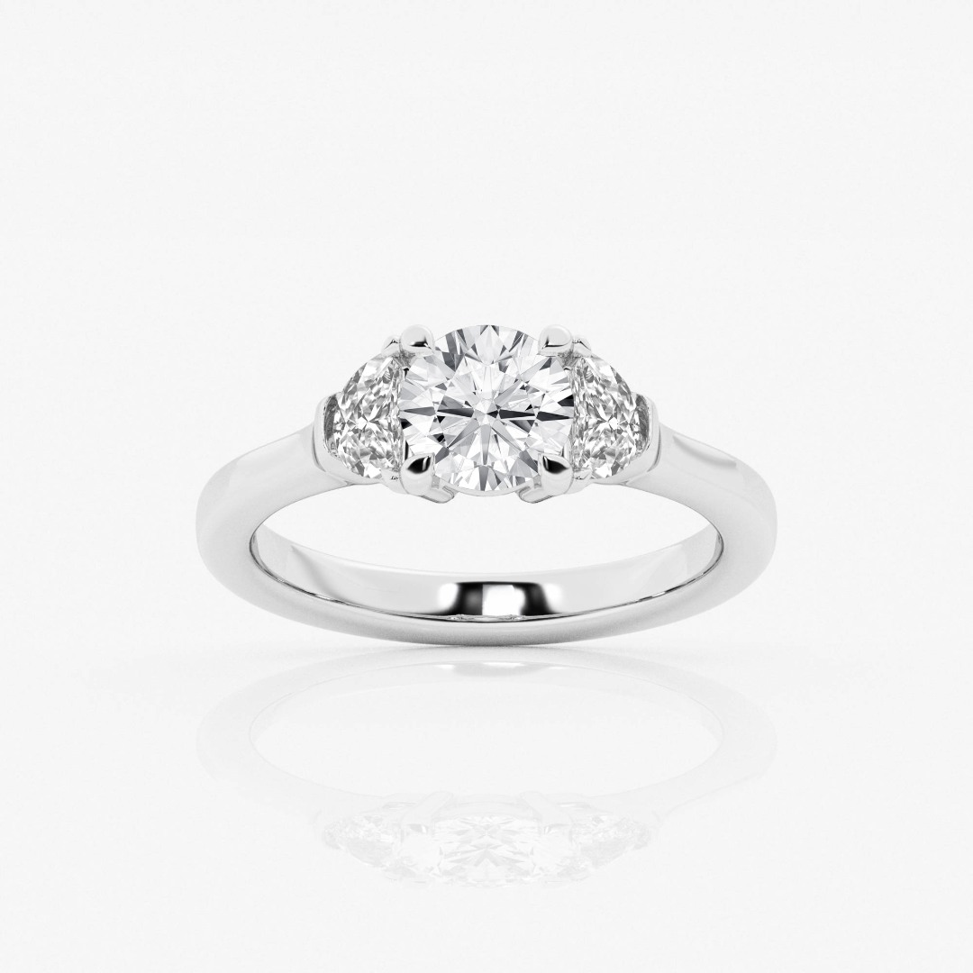 Inel din aur alb de 14K cu Diamante create în laborator