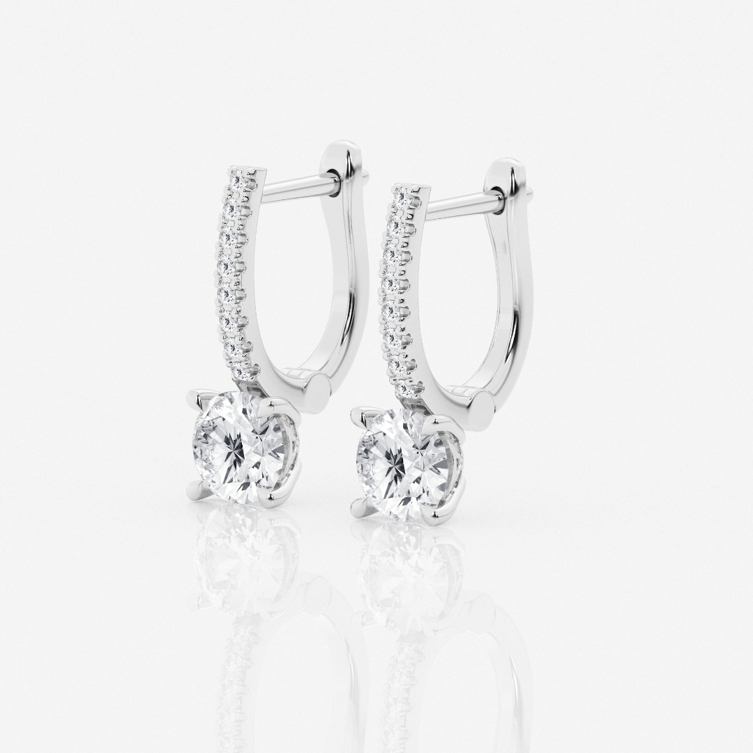 Cercei din aur alb de 14K cu Diamante create în laborator