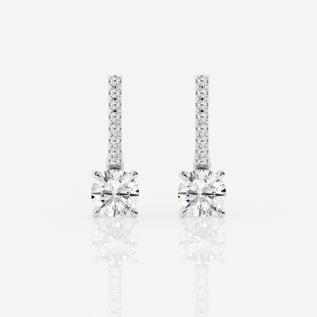 Cercei din aur alb de 14K cu Diamante create în laborator