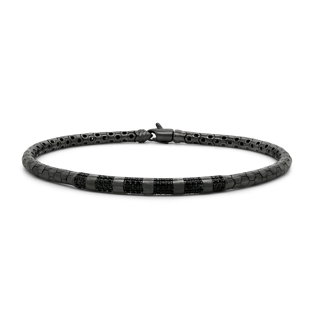 Brățară din aur alb de 14K cu Rodiu negru