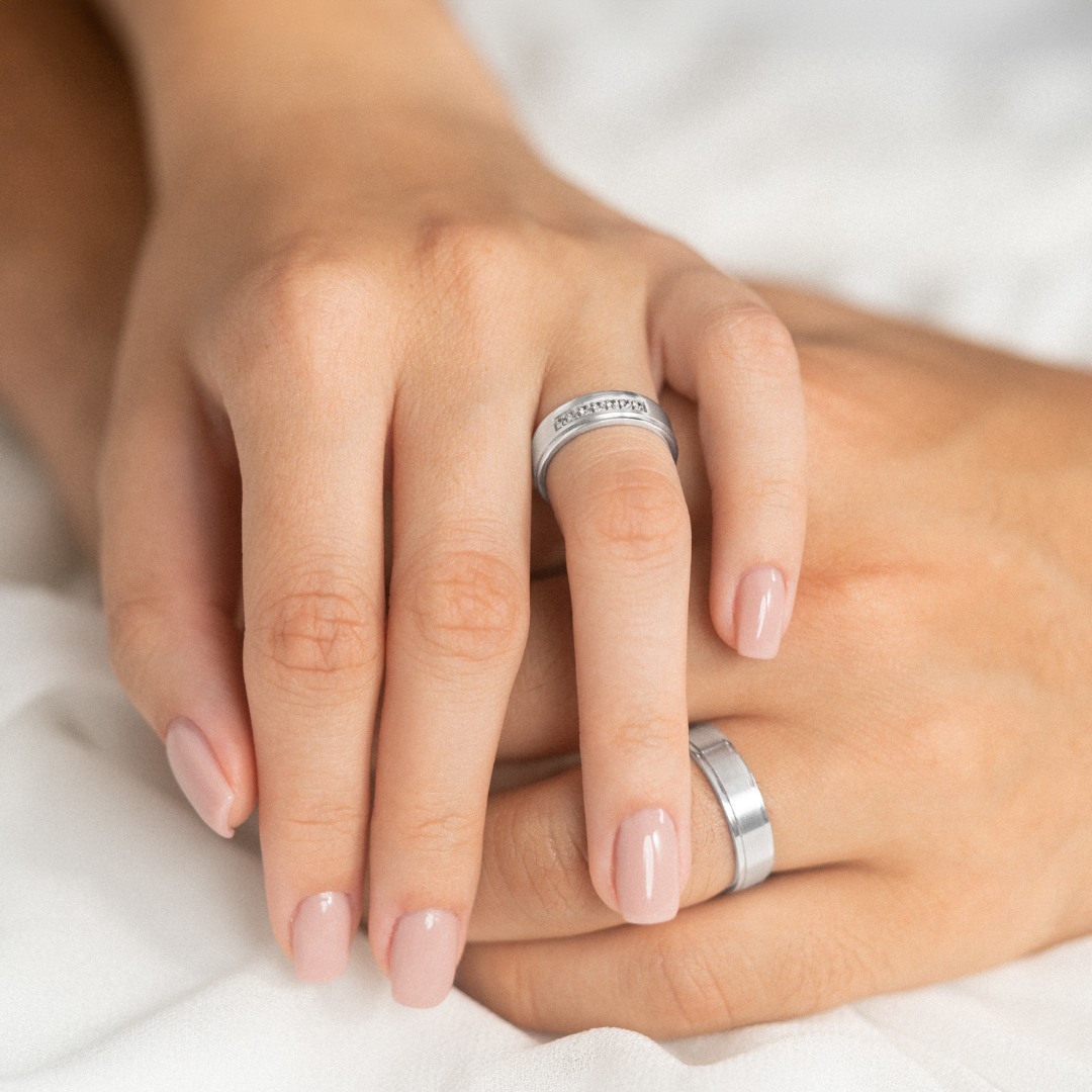 Verighetă bărbat Harmony 616 din aur alb de 14K