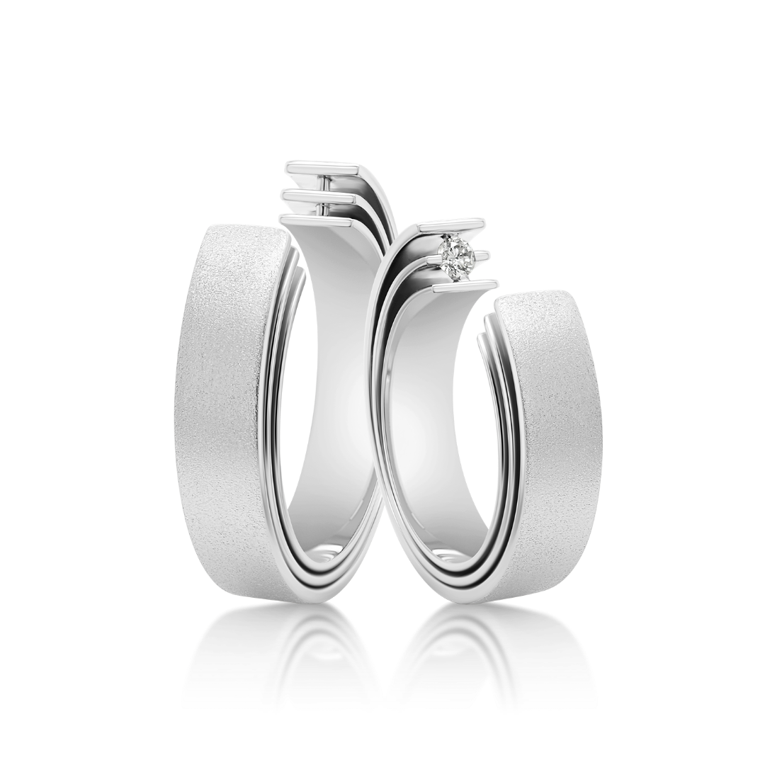 Verighetă bărbat Fancy 121A din aur alb de 14K