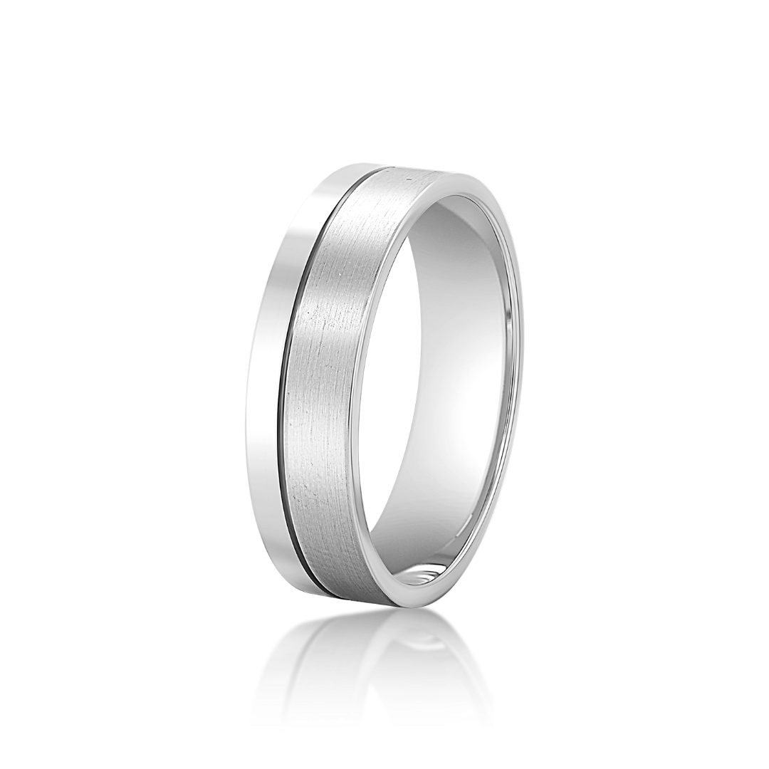 Verighetă bărbat Harmony 601 din aur alb de 14K