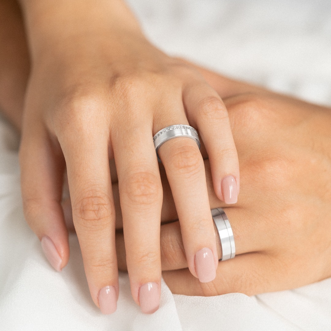 Verighetă bărbat Harmony 601 din aur alb de 14K