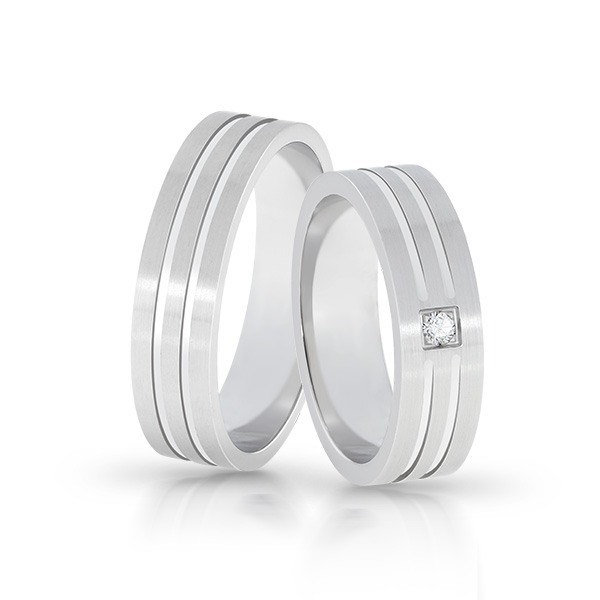 Verighetă damă Harmony 613 din aur alb de 14K cu Diamant natural