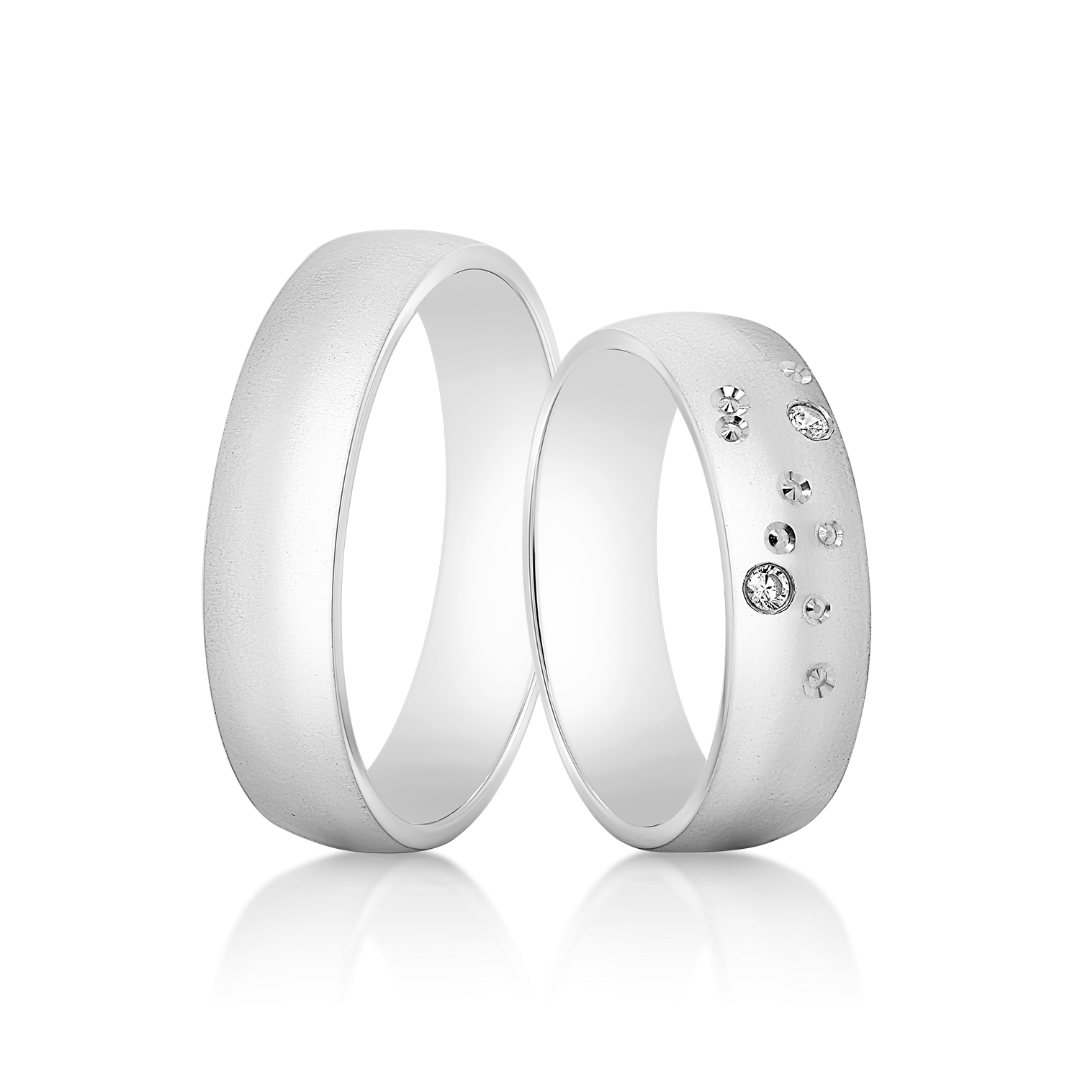 Verighetă damă Fancy 123 din aur alb de 14K