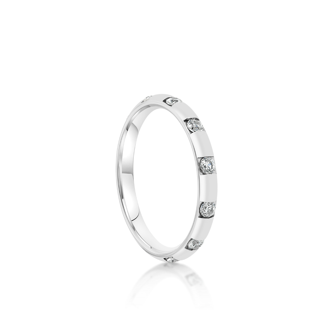 Verighetă damă Harmony 424 din aur alb de 14K cu Diamante naturale