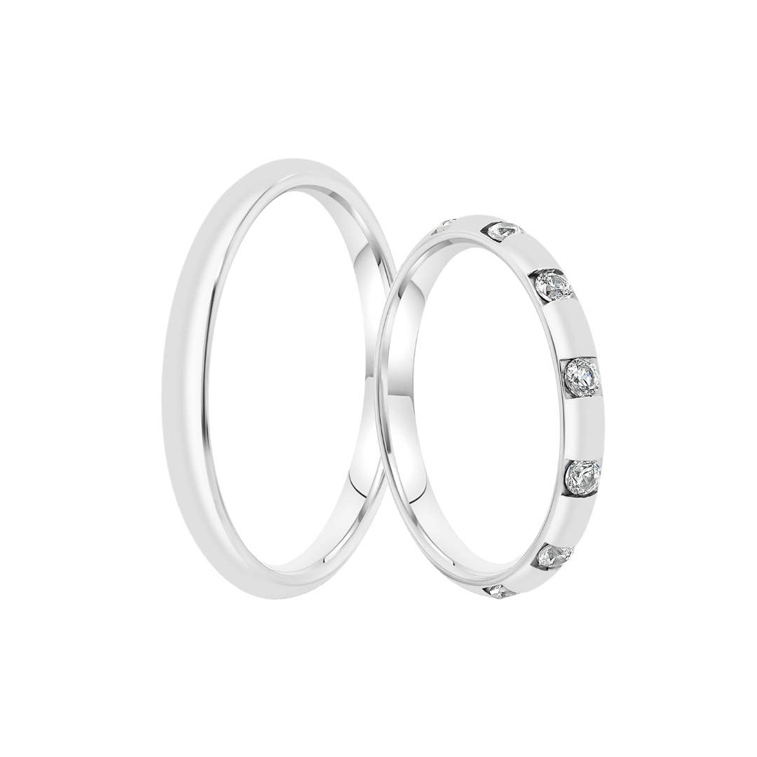 Verighetă damă Harmony 424 din aur alb de 14K cu Diamante naturale