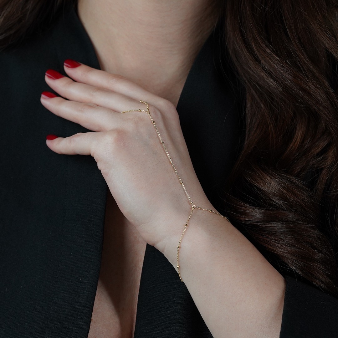 Brățară cu biluțe din aur galben de 14K