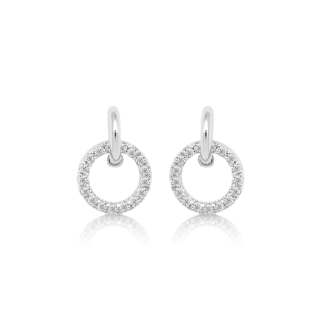 Cercei din aur alb de 14K cu Diamante naturale