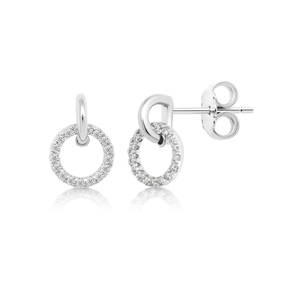 Cercei din aur alb de 14K cu Diamante naturale