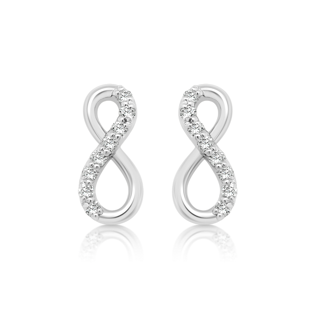 Cercei din aur alb de 14K cu Diamante naturale