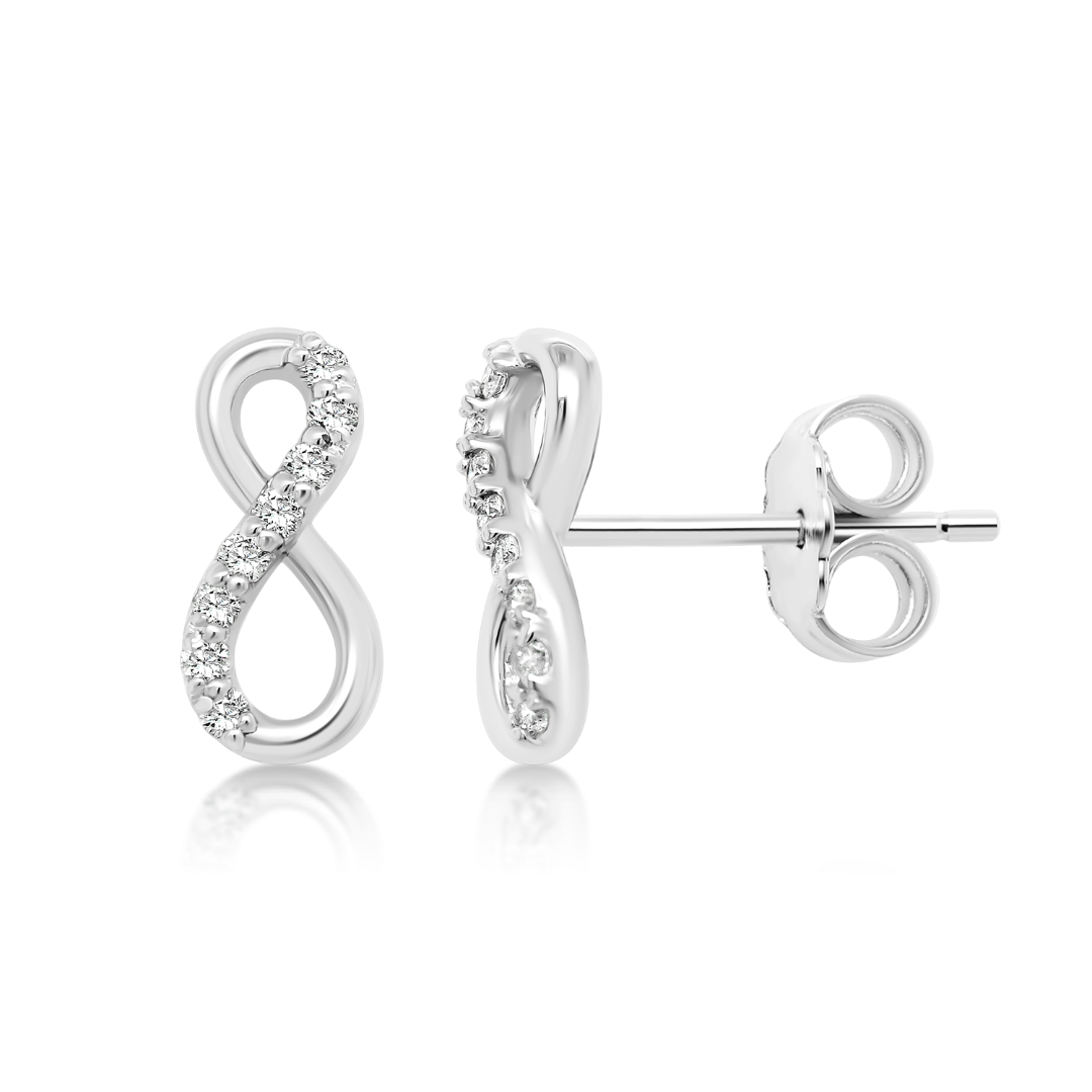 Cercei din aur alb de 14K cu Diamante naturale