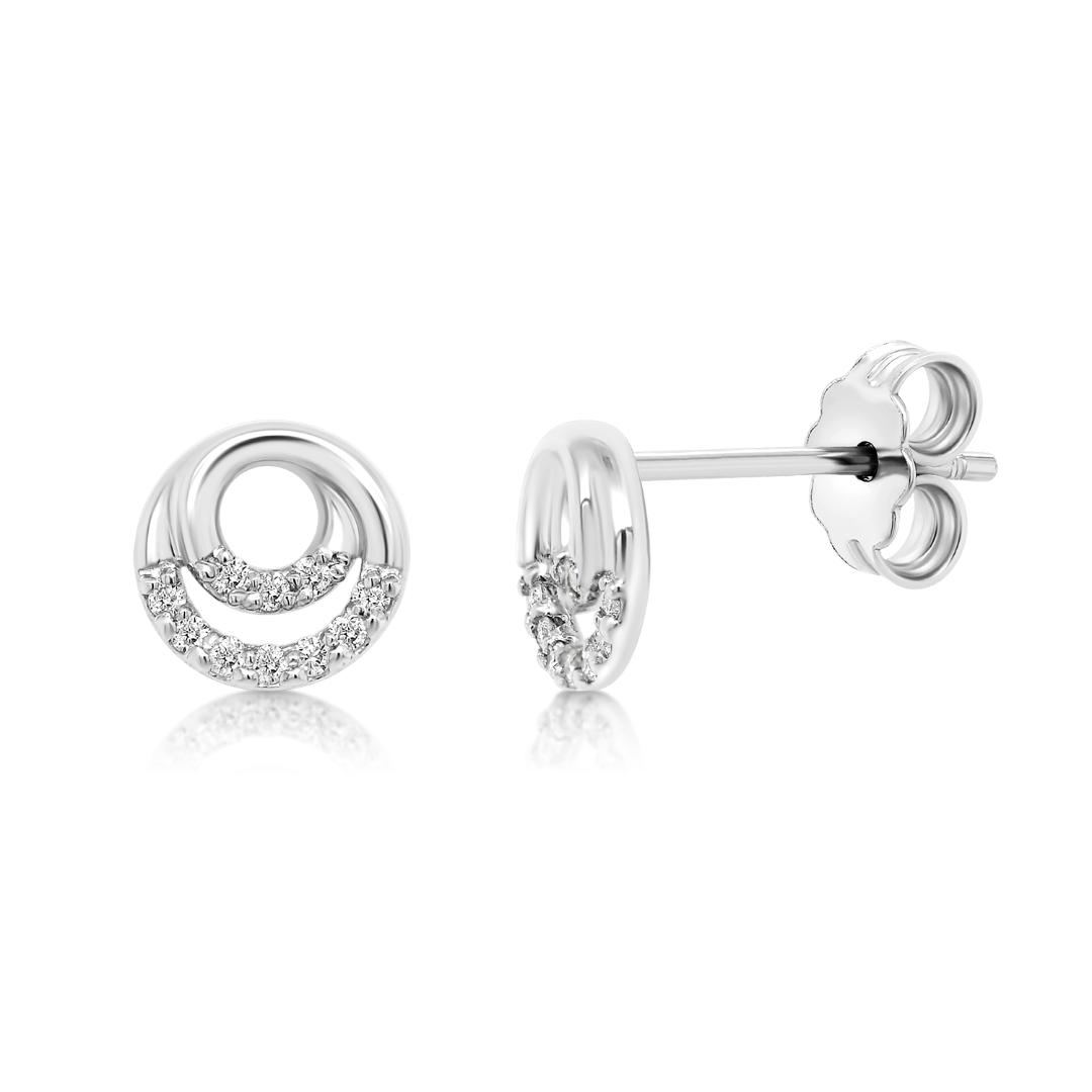 Cercei din aur alb de 14K cu Diamante naturale