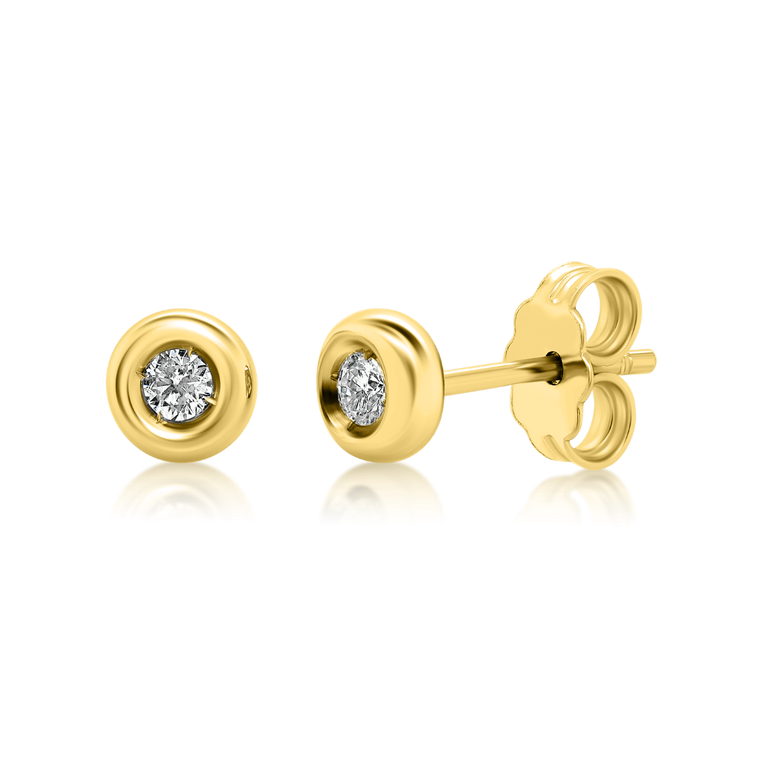 Cercei din aur galben de 18K cu Diamante naturale