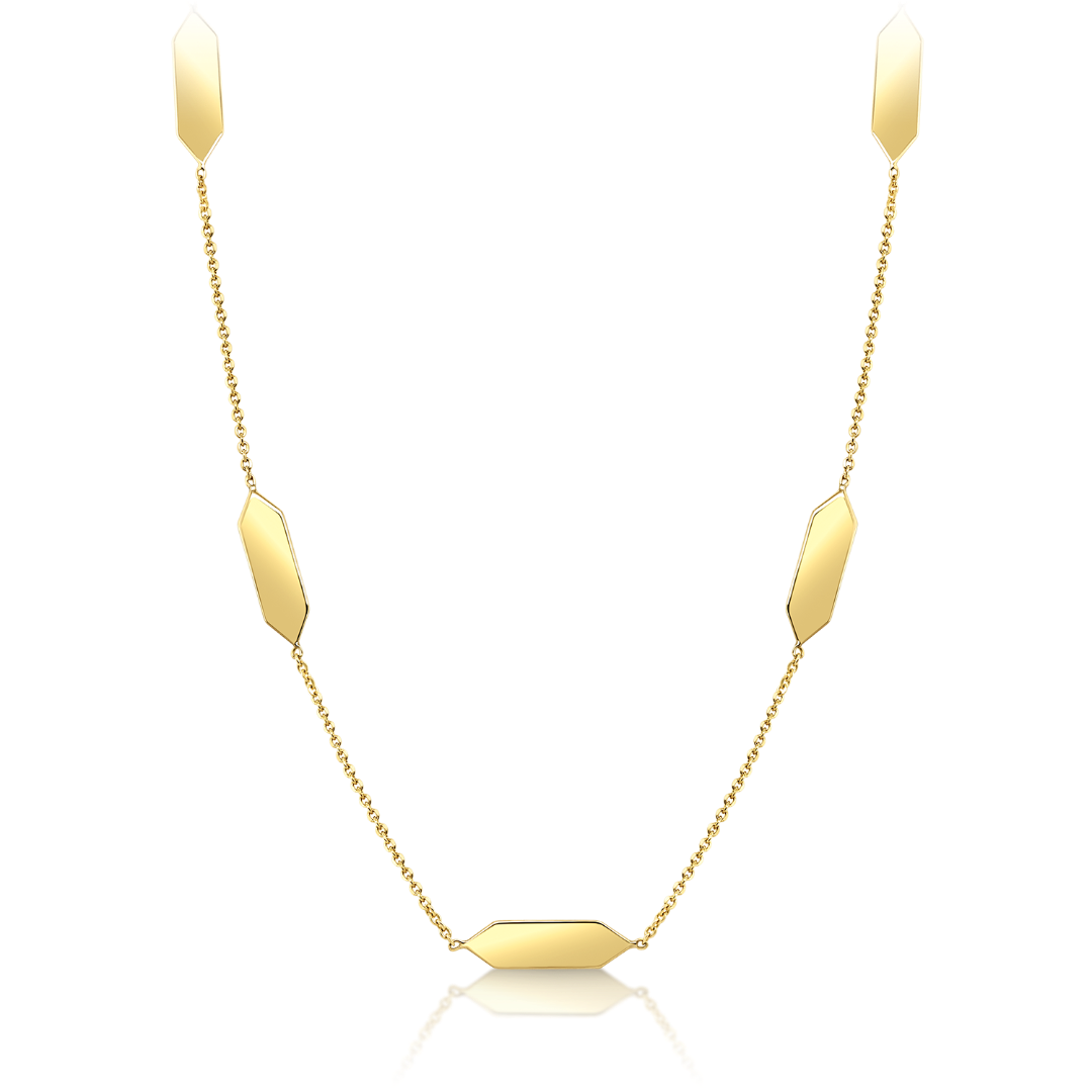 Lanț cu elemente geometrice din aur galben de 14K